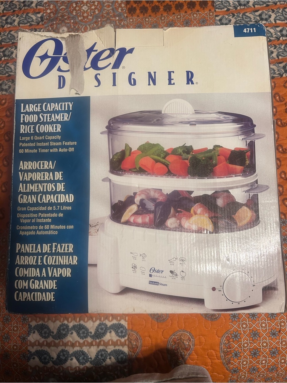 Oster White Two-Tier Food Steamer with Clear Lids